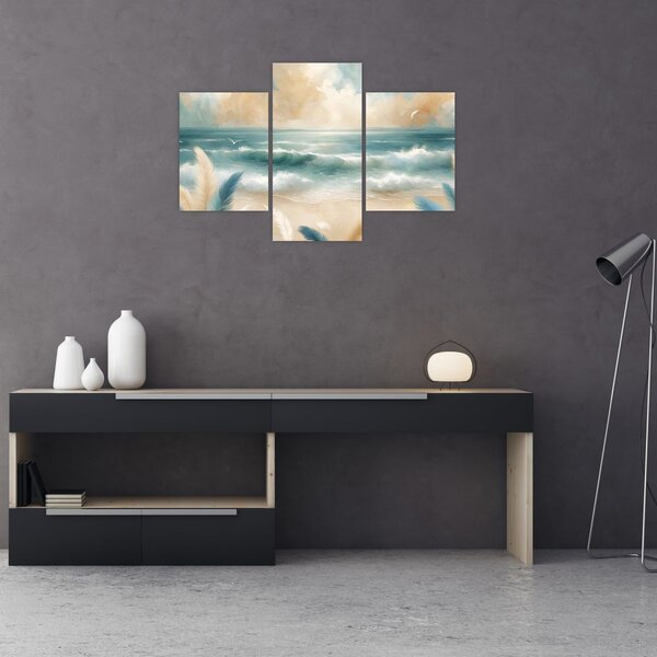 Tablou – Plajă pictată în culori delicate (90x60 cm)