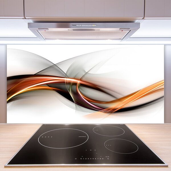 Panou sticla bucatarie Abstract Art Galben Maro Gri Alb