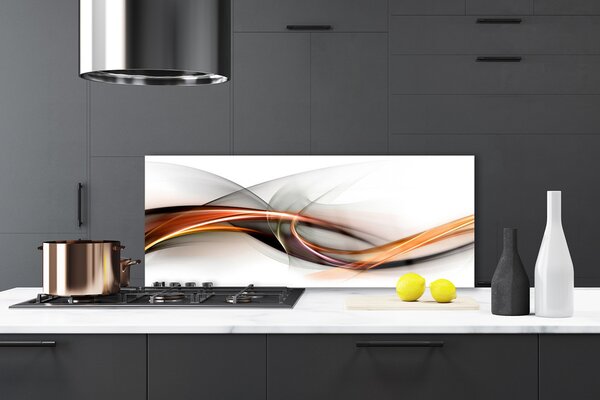 Panou sticla bucatarie Abstract Art Galben Maro Gri Alb