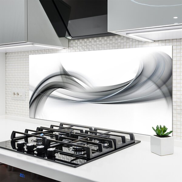 Panou sticla bucatarie Abstract Art Alb Gri