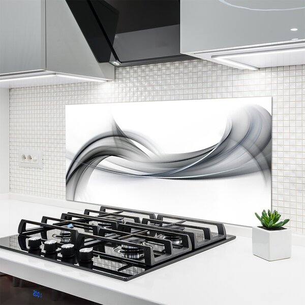 Panou sticla bucatarie Abstract Art Alb Gri