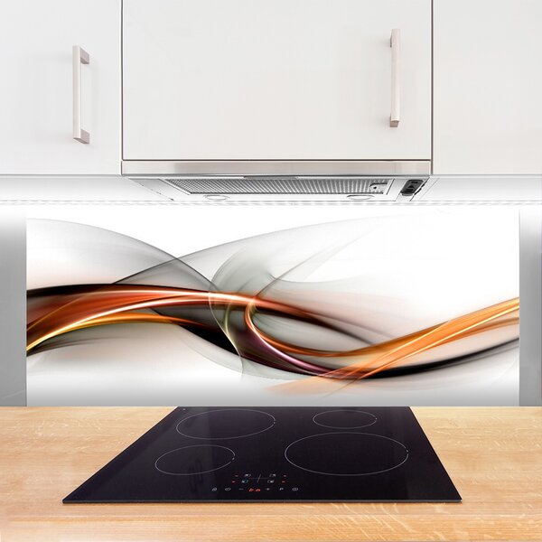 Panou sticla bucatarie Abstract Art Galben Maro Gri Alb