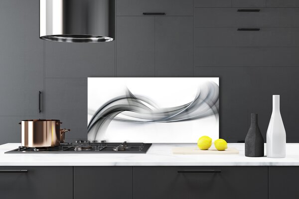 Panou sticla bucatarie Abstract Art Alb Gri