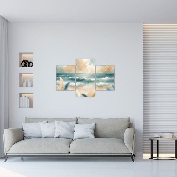 Tablou – Plajă pictată în culori delicate (90x60 cm)