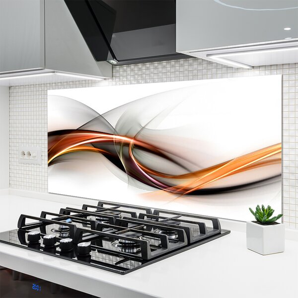 Panou sticla bucatarie Abstract Art Galben Maro Gri Alb