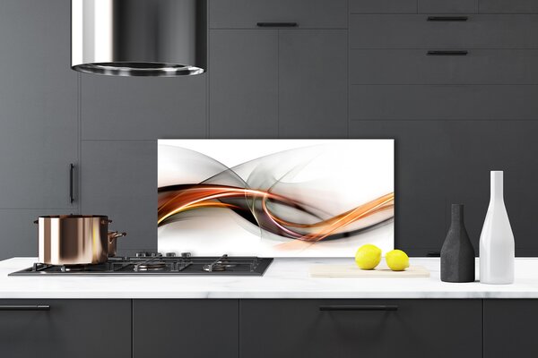 Panou sticla bucatarie Abstract Art Galben Maro Gri Alb