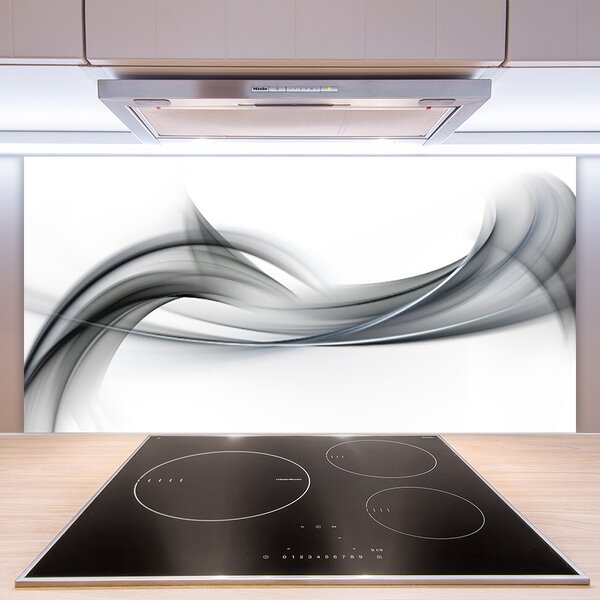 Panou sticla bucatarie Abstract Art Alb Gri