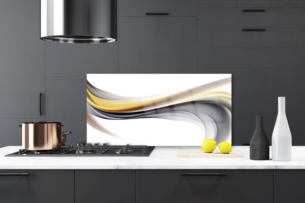Panou sticla bucatarie Abstract Art Galben Gri Alb