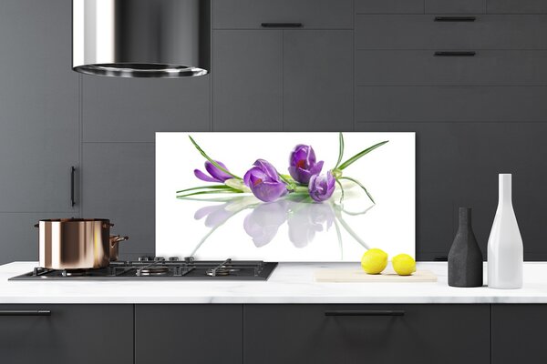 Panou sticla bucatarie Flori Floral Roz Verde