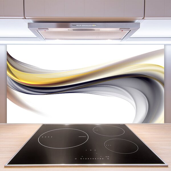 Panou sticla bucatarie Abstract Art Galben Gri Alb