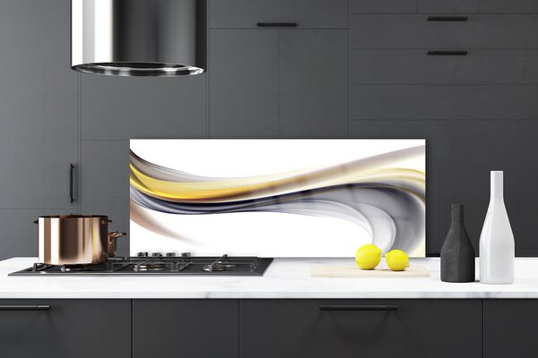 Panou sticla bucatarie Abstract Art Galben Gri Alb