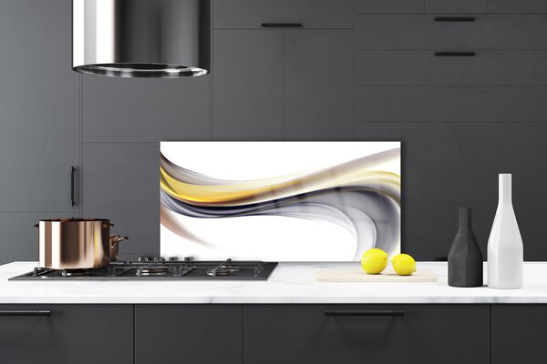 Panou sticla bucatarie Abstract Art Galben Gri Alb