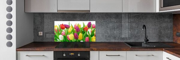 Sticlă printata bucătărie lalele colorate