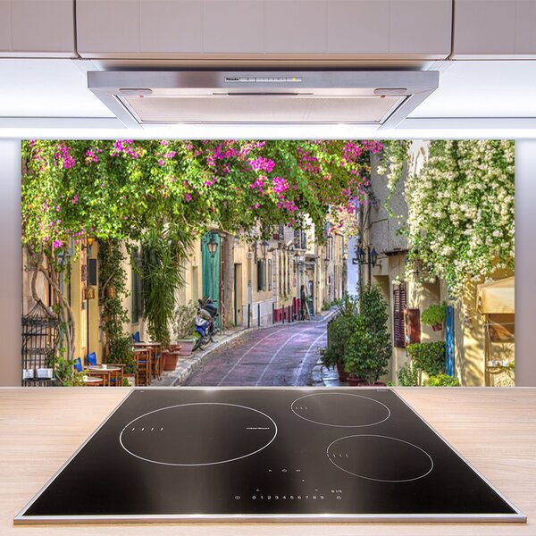 Panou sticla bucatarie Alley Case Floral Galben Verde Maro