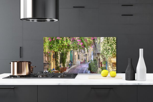 Panou sticla bucatarie Alley Case Floral Galben Verde Maro