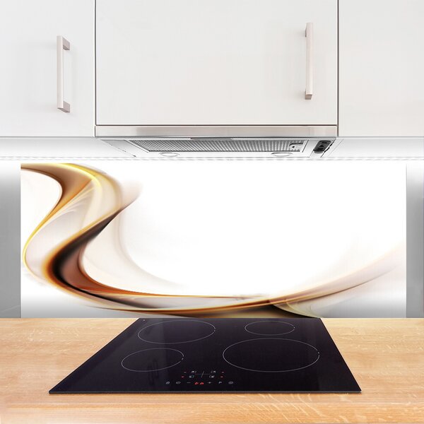 Panou sticla bucatarie Abstract Art Galben Maro Alb