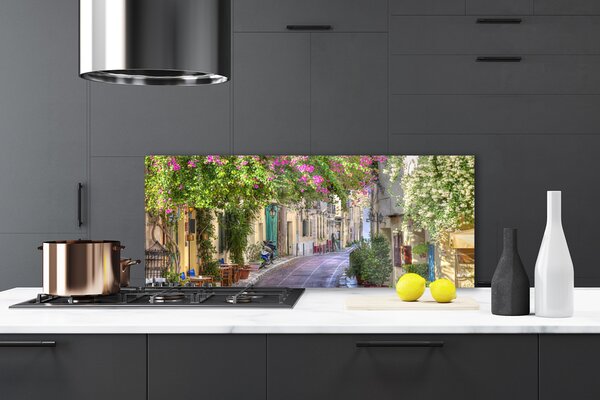 Panou sticla bucatarie Alley Case Floral Galben Verde Maro