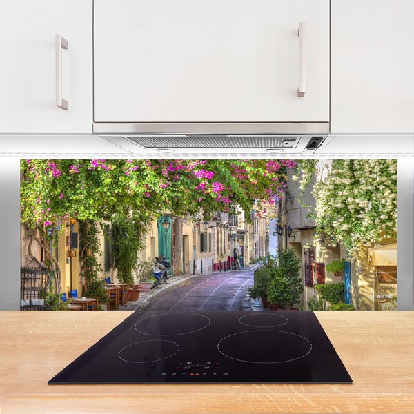 Panou sticla bucatarie Alley Case Floral Galben Verde Maro