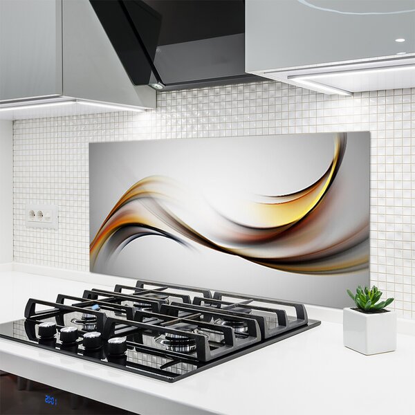 Panou sticla bucatarie Abstract Art Galben Gri