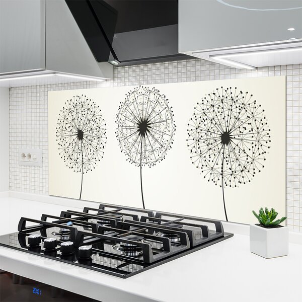 Panou sticla bucatarie Flori Floral Gray
