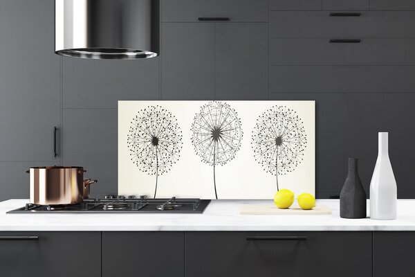 Panou sticla bucatarie Flori Floral Gray