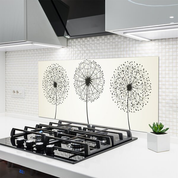 Panou sticla bucatarie Flori Floral Gray