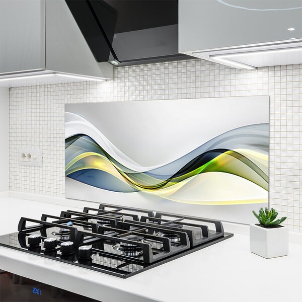 Panou sticla bucatarie Abstract Art Albastru Gri Verde Alb