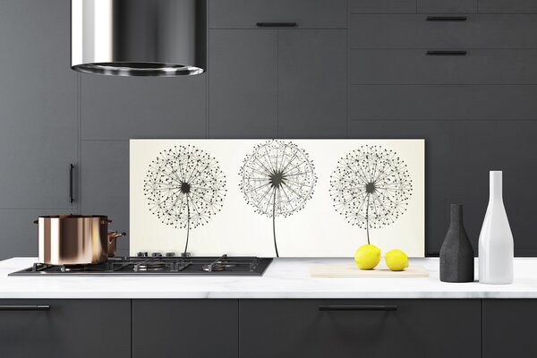 Panou sticla bucatarie Flori Floral Gray