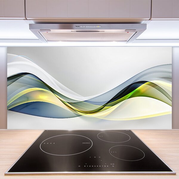 Panou sticla bucatarie Abstract Art Albastru Gri Verde Alb