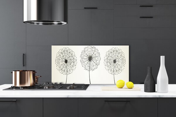 Panou sticla bucatarie Flori Floral Gray