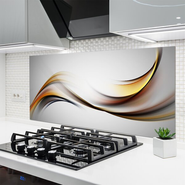 Panou sticla bucatarie Abstract Art Galben Gri