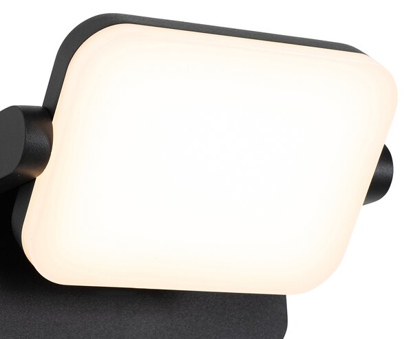 Aplică de perete exterioară neagră cu LED reglabil - Kamile