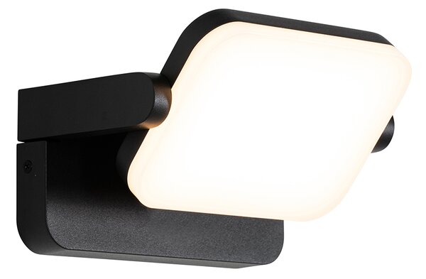 Aplică de perete exterioară neagră cu LED reglabil - Kamile