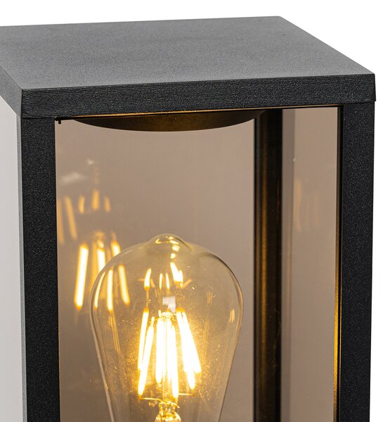 Lampă de exterior cu stativ neagră cu sticlă fumuriu 40 cm IP44 - Charlois