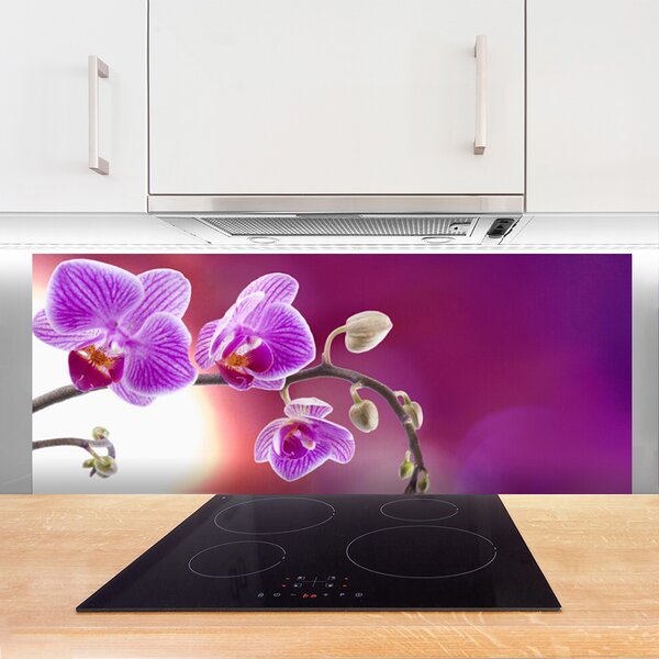 Panou sticla bucatarie Flori roz Floral
