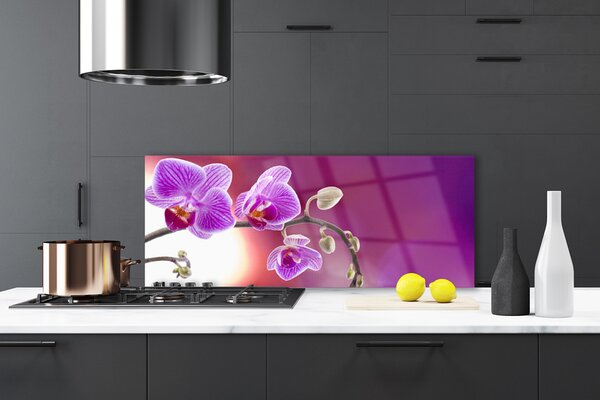 Panou sticla bucatarie Flori roz Floral