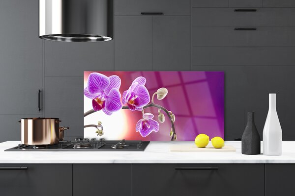 Panou sticla bucatarie Flori roz Floral
