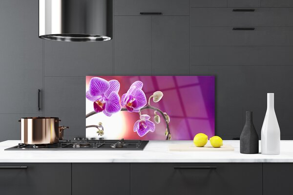 Panou sticla bucatarie Flori roz Floral