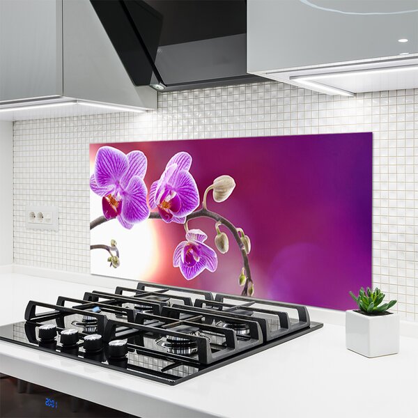Panou sticla bucatarie Flori roz Floral