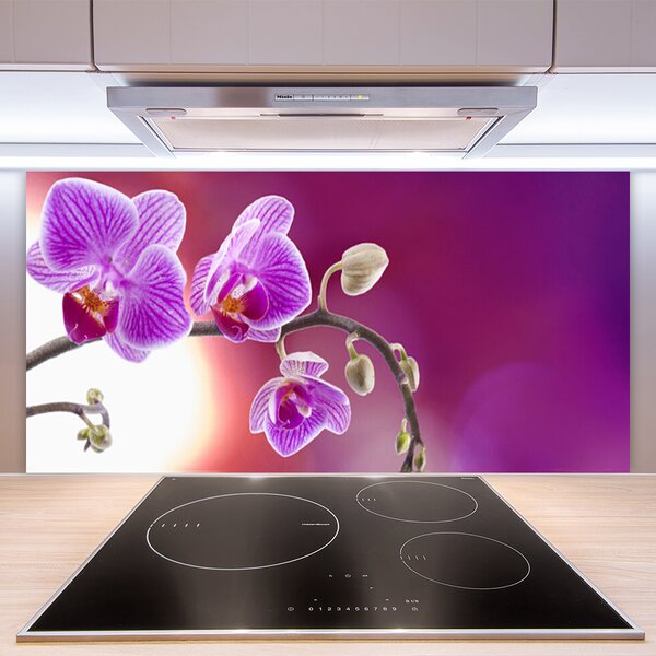 Panou sticla bucatarie Flori roz Floral