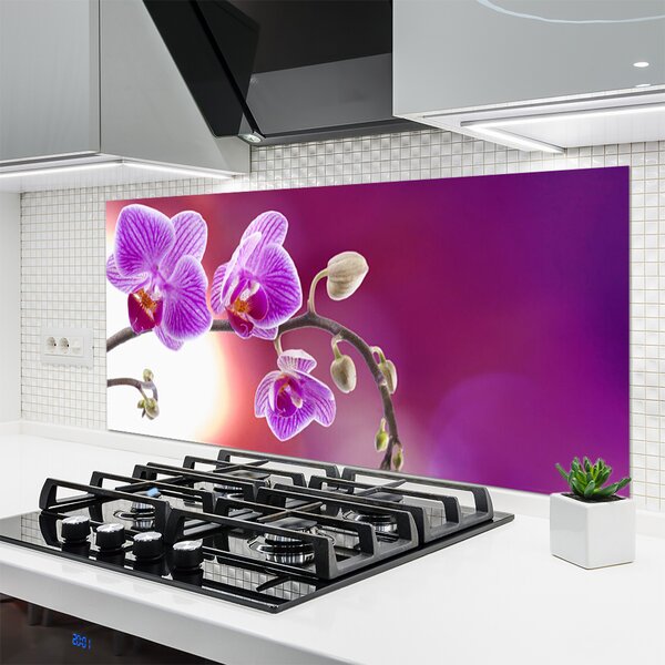 Panou sticla bucatarie Flori roz Floral