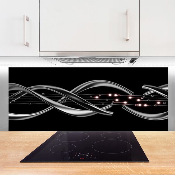 Panou sticla bucatarie Abstract Art Argintiu Negru