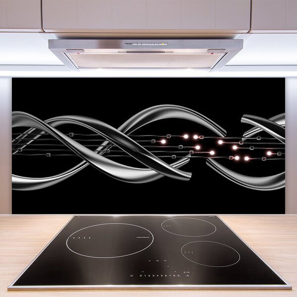 Panou sticla bucatarie Abstract Art Argintiu Negru
