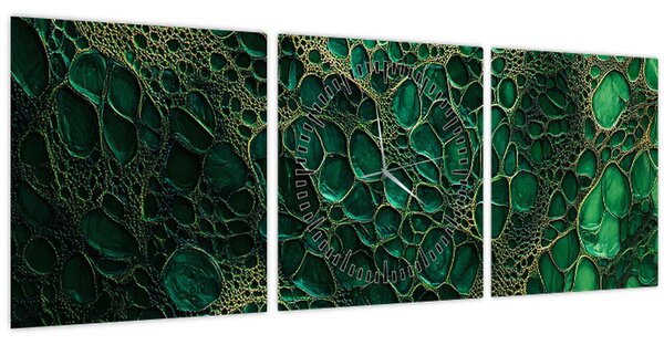 Tablou - Imagine microscopică verde (cu ceas) (90x30 cm)