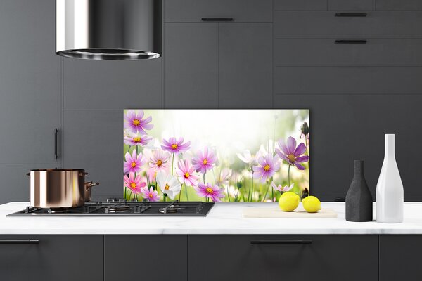 Panou sticla bucatarie Flori roz Floral