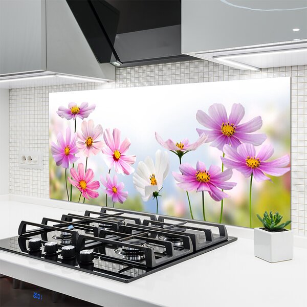 Panou sticla bucatarie Flori roz Floral