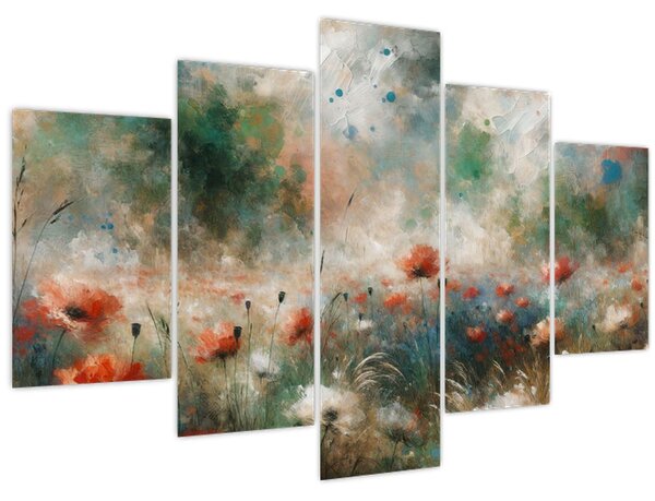 Tablou – Abstracție de câmp cu maci (150x105 cm)