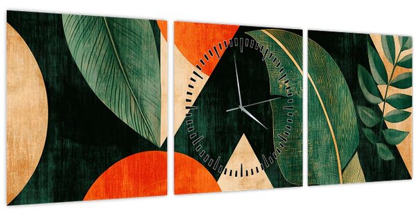 Tablou - Motive naturale geometrice II. (cu ceas) (90x30 cm)