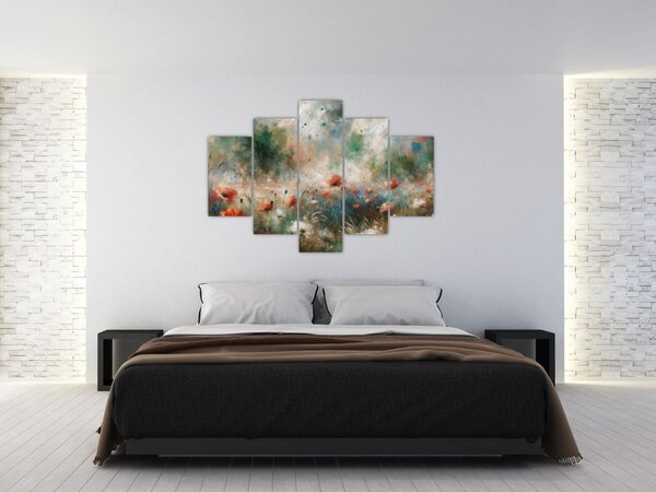 Tablou – Abstracție de câmp cu maci (150x105 cm)