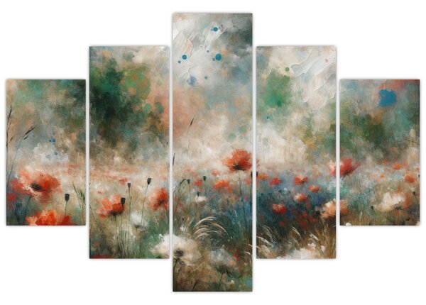 Tablou – Abstracție de câmp cu maci (150x105 cm)
